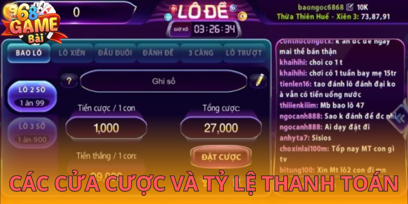 Danh sách các hình thức cược lô đề 68gamebai phổ biến